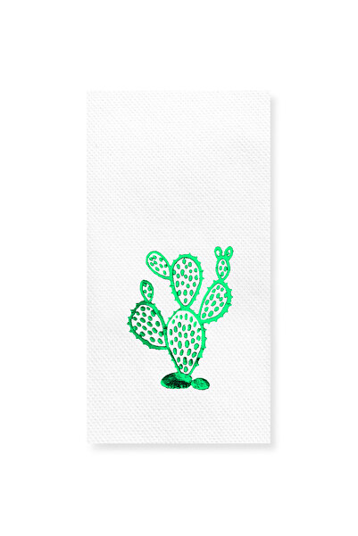 Story 40X40 cm Green Leaf Cactus Patterned 16-Piece 1/8 Fold White Colored Pa...
