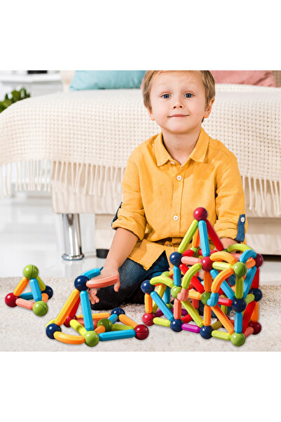 MalPlay Magnetic construction game for children Malplay, with 80 multicolored 3D elements, stable construction