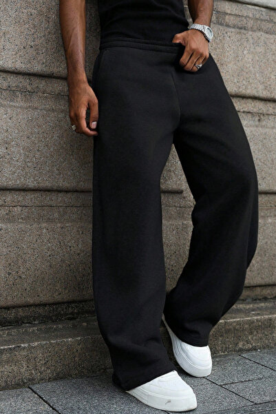 BSBSPOR Kışlık Şardonlu Baggy Bol Kesim Ayarlanabilir Paçalı Eşofman Altı Gri / Siyah / Antrasit