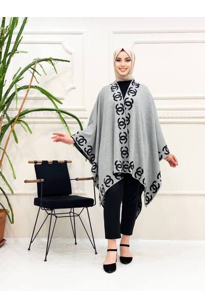 BY AKKAYA عباءة نسائية منقوشة (بونشو) متوافقة مع مقاسات 38-50