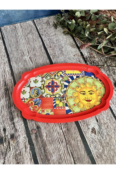 Bypinaryuksel Sicilian Patterned Design Tray, Presentation Tray