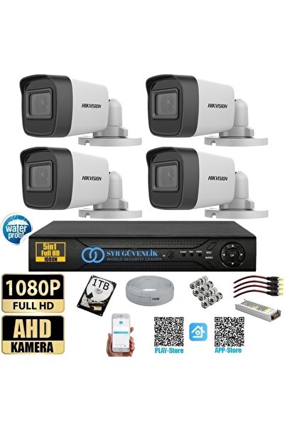 hikvison 4 Kameralı 1000GB Harddiskli 30m Gece Görüşlü Full HD Güvenlik Kamer...