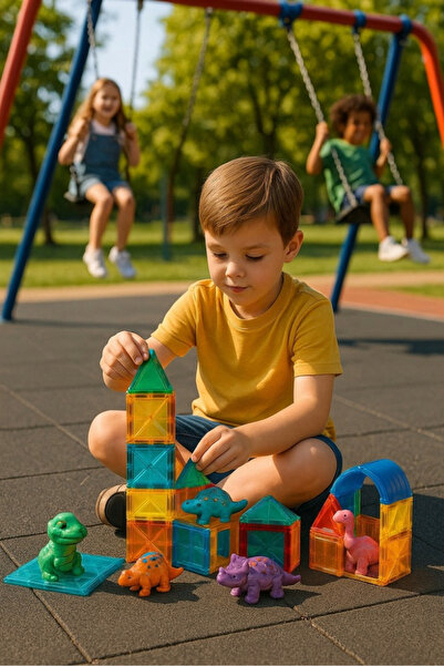 MalPlay Magnet blocks construction set for children, with 45 pieces in various shapes for 3D structures, m