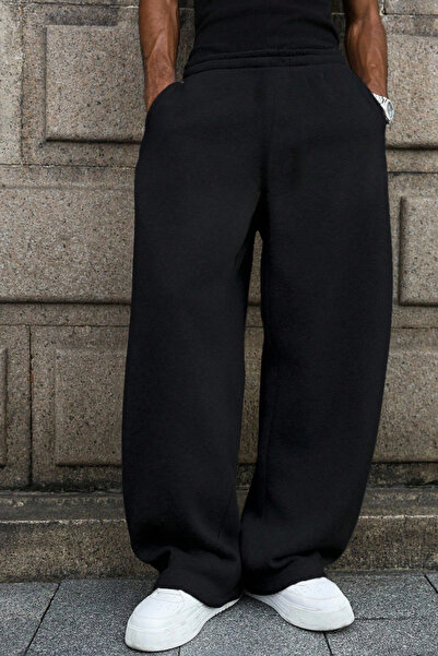 BSBSPOR Kışlık Şardonlu Baggy Bol Kesim Ayarlanabilir Paçalı Eşofman Altı Gri / Siyah / Antrasit