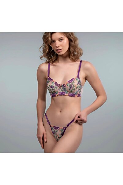BLUE AVCI LINGERIE Çiçekli Dantelli Bralet İç Çamaşırı Takımı