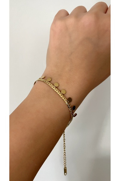 SU PERİSİ TAKI BİJUTERİ Çelik Gold Pullu Bileklik
