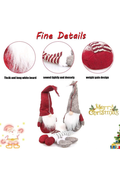 Kelira Gnome Yılbaşı Süsü Yılbaşı Figürü Şans Cücesi Yıl Başı Noel Baba 35Cm Uzun Şapkalı Gnome