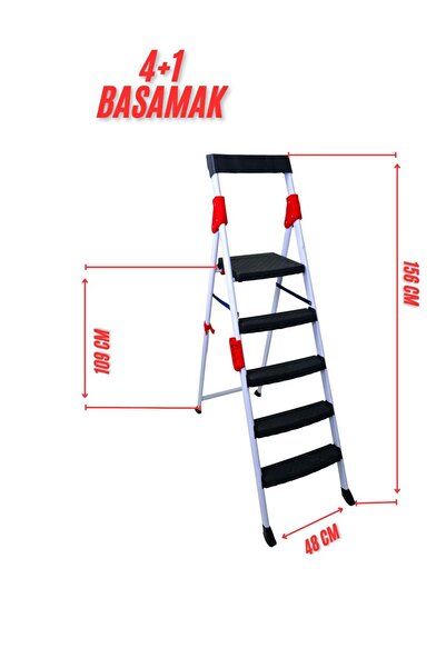 Genel Markalar Dayanıklı 4+1 Katlanır Alüminyum Merdiven – Kaymaz Basamaklı Ev-Ofis-Bahçe Kullanımı İçin