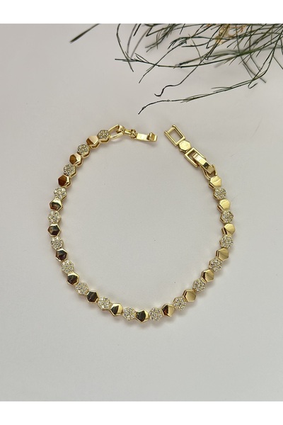 mibrillo سوار مجوهرات من حجر الزركون بمظهر قرص العسل