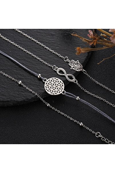 Tessero Set of 5 delicate bracelets with various designs, infinity symbol, hamsa hand, with beads, handmade,