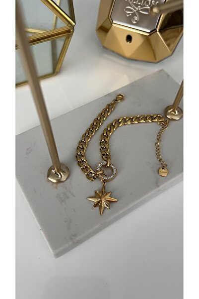 SU PERİSİ TAKI BİJUTERİ سوار سلسلة من الفولاذ الذهبي ذو النجمة الشمالية