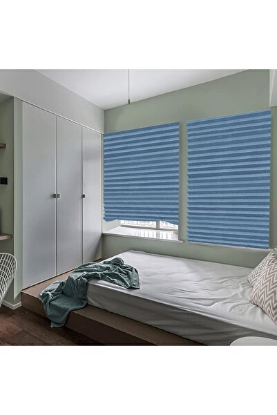 eZmart Jaluzea plisată autoadezivă, reglabilă, eZMART, bleu, 150 x 60 cm