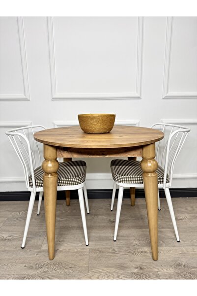 ECCES BB 90 x 90 Yuvarlak Masa Çam MDF Masa Mutfak Masası Balkon Masası Çap 90 Masa