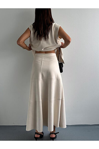 WOMKA Women's Pieced Long Nubuck Skirt