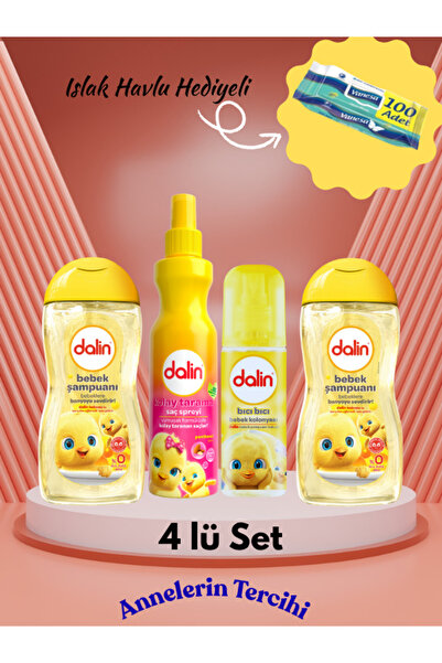 Dalin Bebek Şampuanı 2’li + Kolay Tarama Saç Spreyi + Bıcı Bıcı Kolonya | Islak Havlu Hediyeli