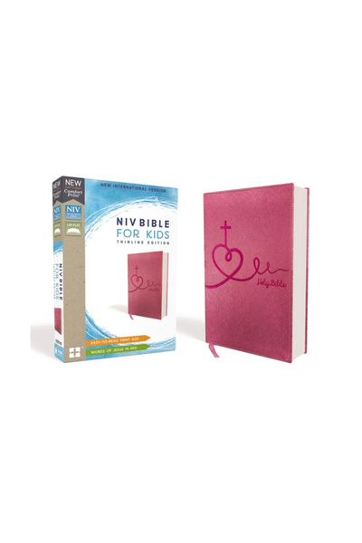 Zondervan Biblia NIV pentru copii, Leathersoft, roz, ediție cu litere roșii, ...