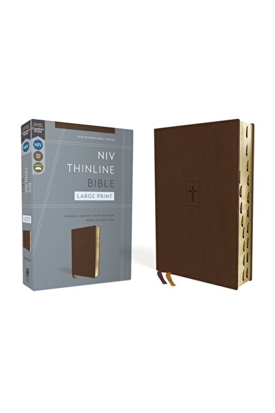 Zondervan Niv, Thinline Bible, Large Print, Leathersoft, Brown, Red Letter, Thumb Indexed, Comfort Print
