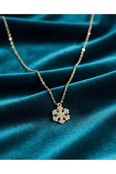 xesha قلادة ندفة الثلج الأنيقة - قلادة ندفة الثلج باللون الذهبي |   قلادة هدي...