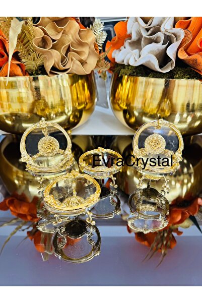 EVRA 6 Adet Döküm Pirinç Gold Gül Çember Lokumluk - Şekerlik