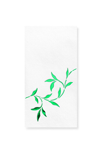Story مناديل ورقية بيضاء منقوشة بأوراق خضراء مقاس 40×40 سم، 16 قطعة، طي 1/8