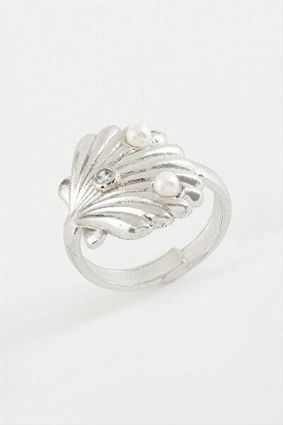 feryal خاتم معدني على شكل لؤلؤة المحار