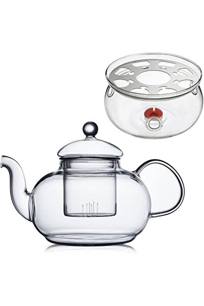 CnGlass Glass Teapot 33.8 Ounce with Removable Infuser, Stove Safe with Tea Warmer