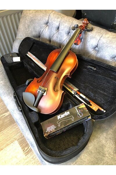 müzikhane 3/4 Keman Antik 9-14 yaş Keman Kutu Yay Reçine Yastık