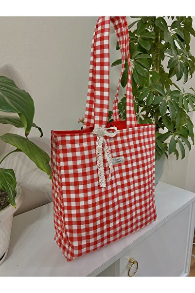 Cherry tote bag Kırmızı Fiyonklu Kol Çantası