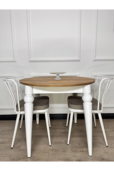 ECCES BB 90 x 90 Yuvarlak Masa Çam MDF Masa Mutfak Masası Balkon Masası Çap 90 Masa