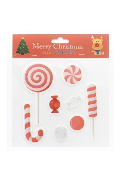 OEM Set de autocolante de Crăciun tip jeleu, model baston de bomboane, reutilizabile, fără lipici, pentru ferestre și suprafețe netede