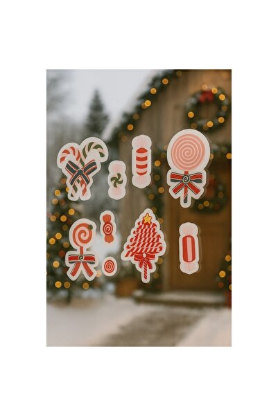 OEM Set Christmas jelly stickers, Candy Model, reusable, no glue, for windows and smooth surfaces, 19 x