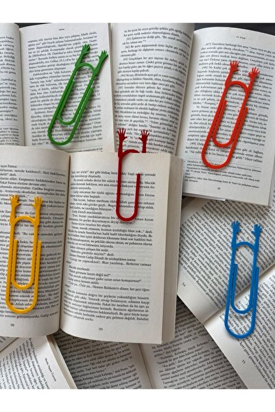TODEKORA Hand Waving Paperclip Shaped Colorful Bookmark – Set of 5 Hard Plastic Reading Clips