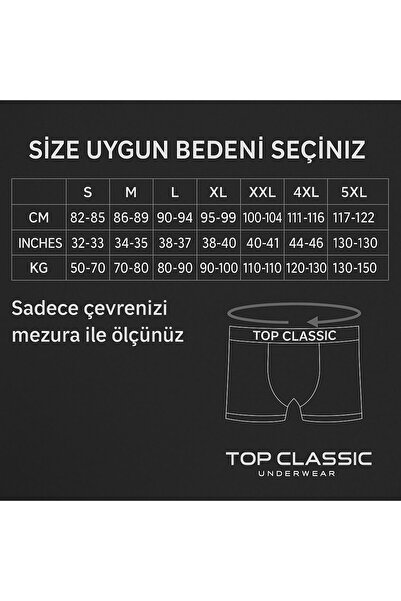 TOP CLASS Top Classic Underwear Erkek Premium Renkli 6'lı Esnek Boxer Paketi