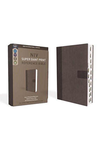 Zondervan Niv, Super Giant Print Reference Bible, Leathersoft, Gray, Red Lett...