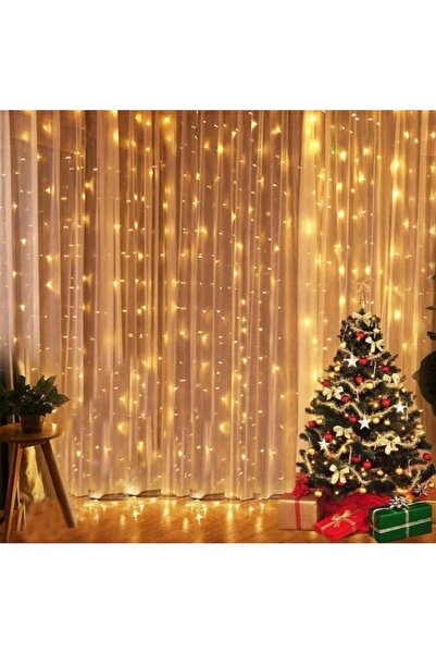 OEM Perdea luminoasă 3x3m, 300LED, 8 programe, USB și telecomandă, alb cald