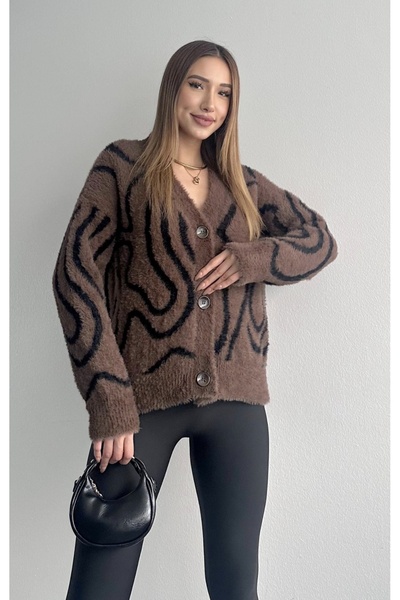 fujya Zebra Pattern Plush Cardigan