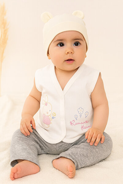AKİ MODA KİDS Baby Girl Newborn 100% Cotton Combed Vest