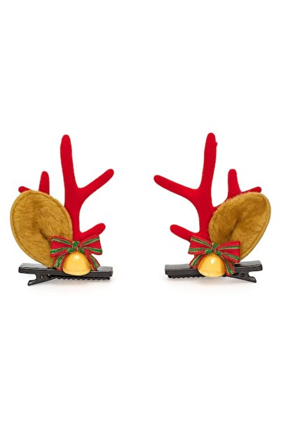 OEM Set 2 clame/agrafe cu cornite si urechi de ren, Design de Craciun cu clop...
