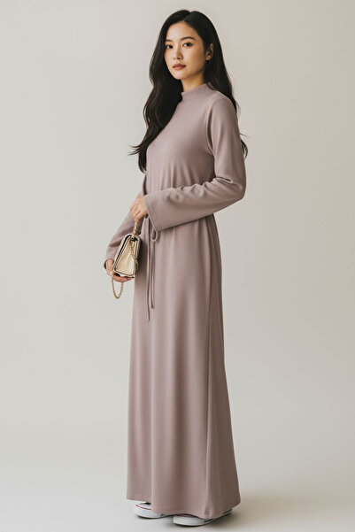 ENDAMIM YARIM YAKA RAHAT KALIP ESNEK UZUN KOL MEVSİMLİK ELBİSE