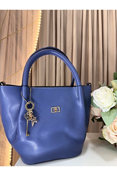 MADESSA COLLECTION Gold Aksesuar Hediyeli Mavi Geniş Model Kadın El/Omuz Çantası