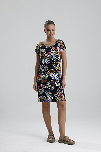 Sense Lycra Viscose Mini Viscose Dress |   Blz36387 Yellow Saks with Flowers