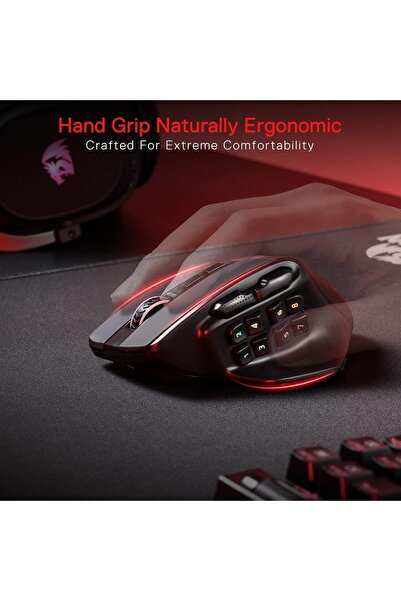 REDRAGON ماوس الألعاب اللاسلكي M811 Pro MMO، 15 زرًا قابلًا للبرمجة، RGB