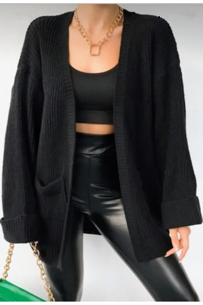 rushana Жіночий кардиган з подвійними кишенями, в'язаний трикотаж