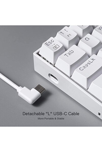 REDRAGON لوحة مفاتيح الألعاب الميكانيكية السلكية K630 Dragonborn 60% - 61 مفتاحًا، RGB، أبيض (مفتاح أحمر)