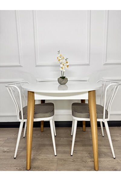 ECCES BB 90 x 90 Yuvarlak Masa Beyaz MDF (Sadece Masa) Masa Mutfak Masası Bal...
