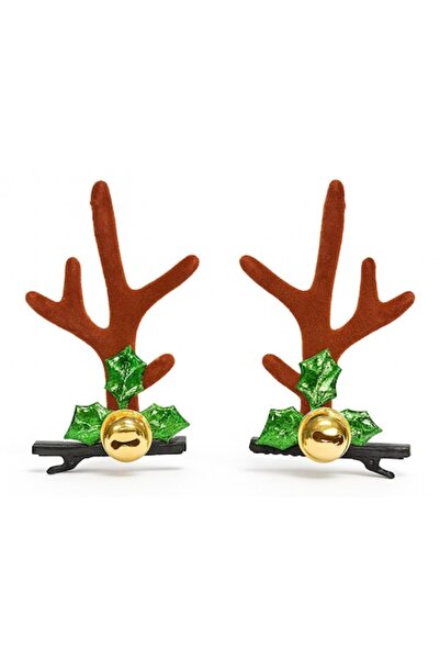 OEM Set 2 cleme/accesorii de păr din coarne de ren, design de Crăciun cu clopoțel, ideale pentru copii, petreceri și