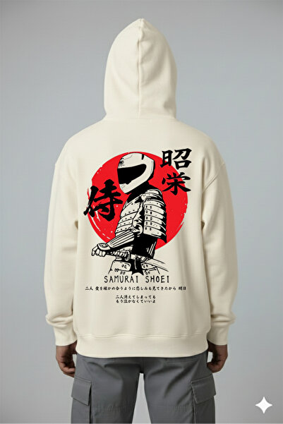 LORVEX سويت شيرت ساموراي شويي ذو طباعة رقمية كبيرة الحجم للجنسين