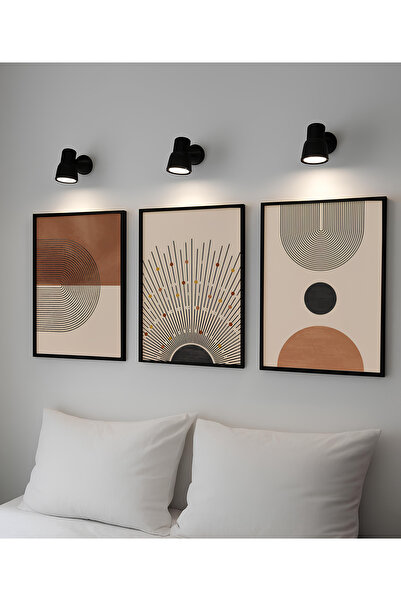 ARTCASTLE 3'lü Ahşap Çerçeveli Tablo Seti Modern Boho