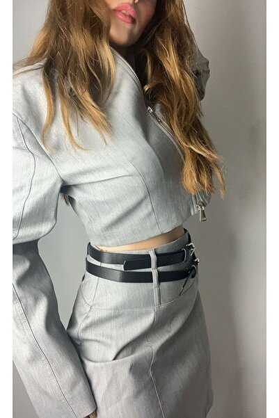 Selenay Çetin Butik Kadın Lüks Crop Blazer Ceket