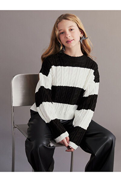 LC Waikiki Sparkling Choices from Shining Store |   Striped Girls' Knit Sweater